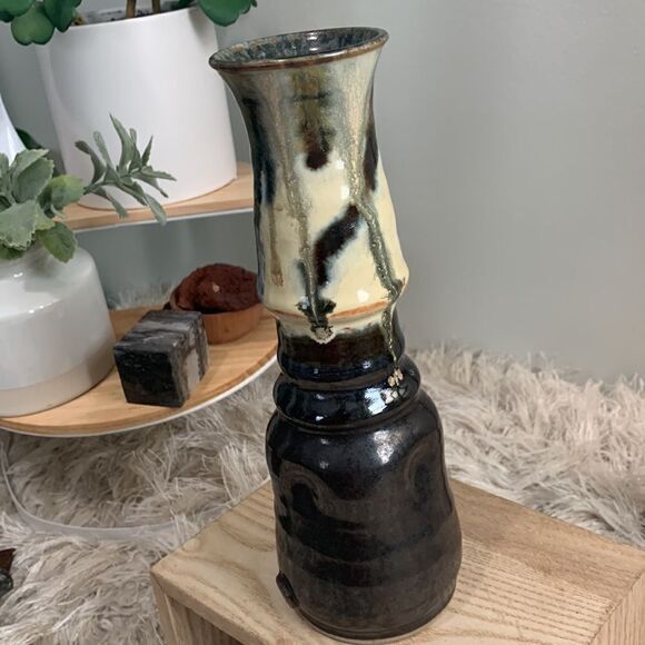 Handmade Pottery Drip Glaze Stonewear Vase - Picture 5 of 17